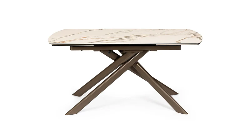 Tavolo allungabile in gres porcellanato effetto marmo 160-240x90 cm