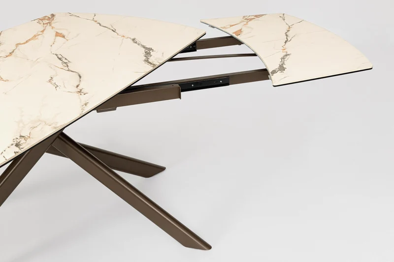 Tavolo allungabile in gres porcellanato effetto marmo 160-240x90 cm