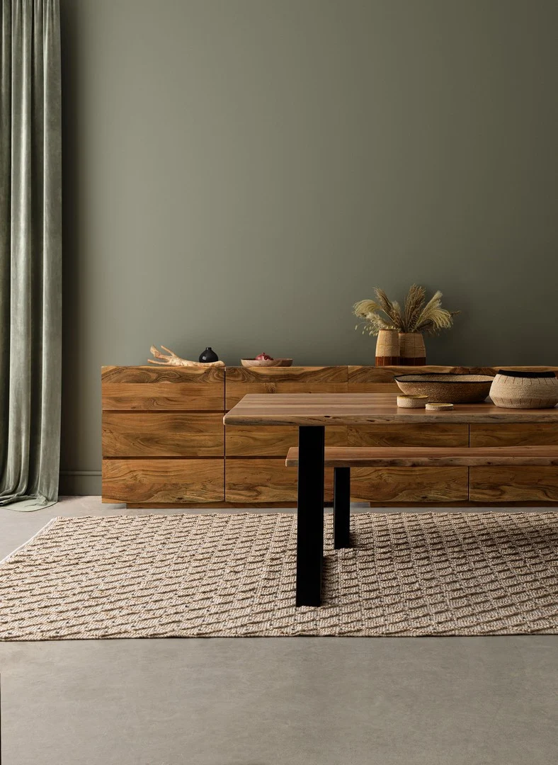 Tavolo in legno di acacia lavorato a mano 200x95 cm