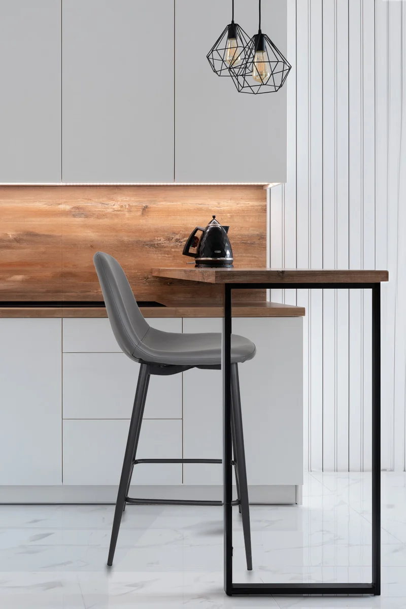 Sgabello outlet modello 92 imbottito in finta pelle color grigio scuro