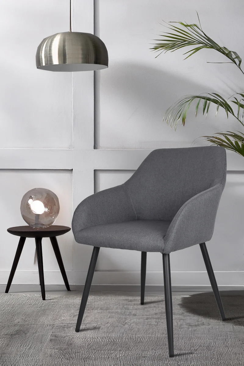 Sedia outlet modello 93 imbottita in tessuto color grigio scuro