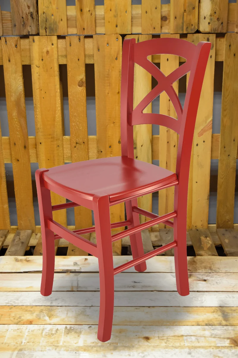 Stock sedia seconda scelta modello 33 colore laccato rosso seduta in legno