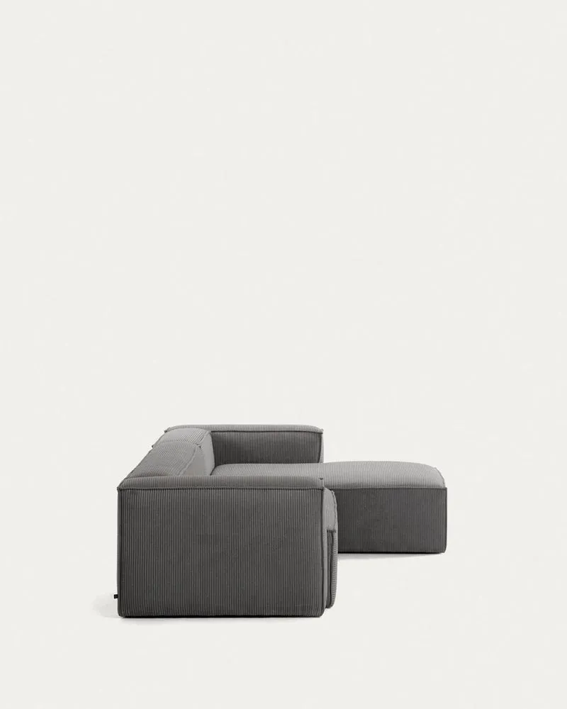 4-Sitzer-Sofa Blok mit dickem, grauen Cord und Chaiselongue rechts 330 cm FSC Mix Credit