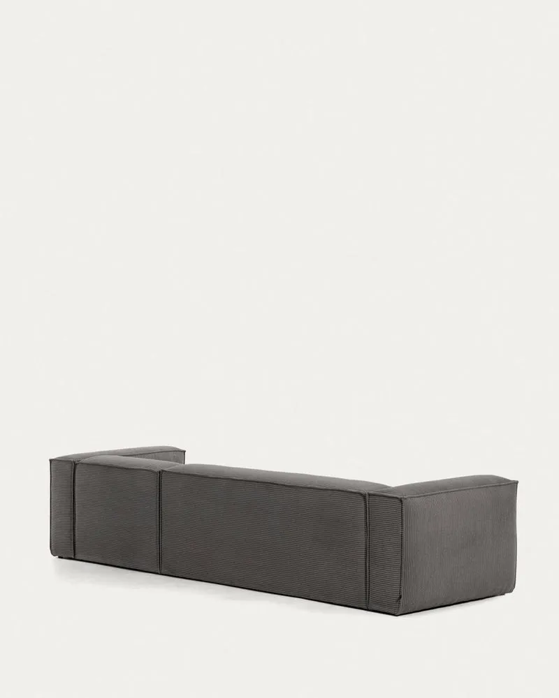 4-Sitzer-Sofa Blok mit dickem, grauen Cord und Chaiselongue rechts 330 cm FSC Mix Credit