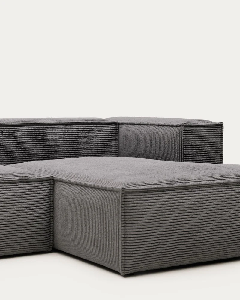 4-Sitzer-Sofa Blok mit dickem, grauen Cord und Chaiselongue rechts 330 cm FSC Mix Credit