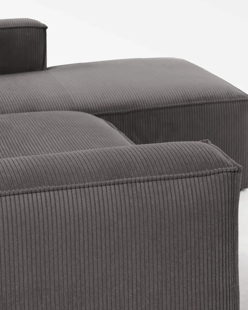 4-Sitzer-Sofa Blok mit dickem, grauen Cord und Chaiselongue rechts 330 cm FSC Mix Credit