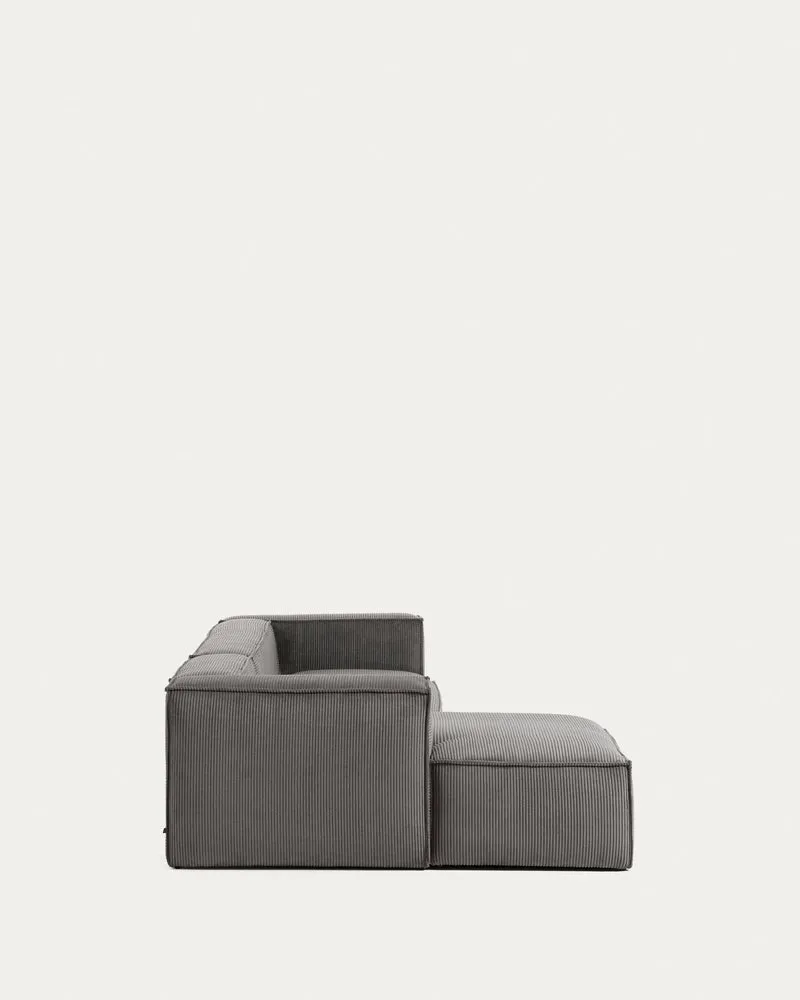 4-Sitzer-Sofa Blok mit dickem, grauen Cord und Chaiselongue links 330 cm FSC Mix Credit