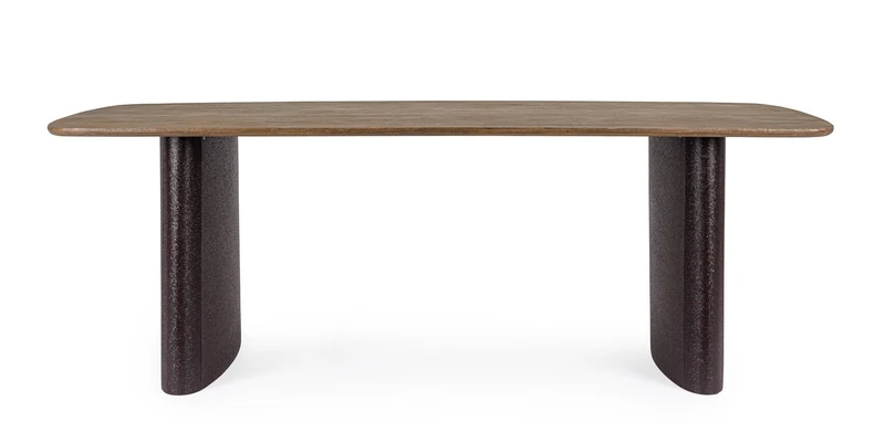 Tavolo in legno di mango con base in acciaio effetto materico 220x100 cm