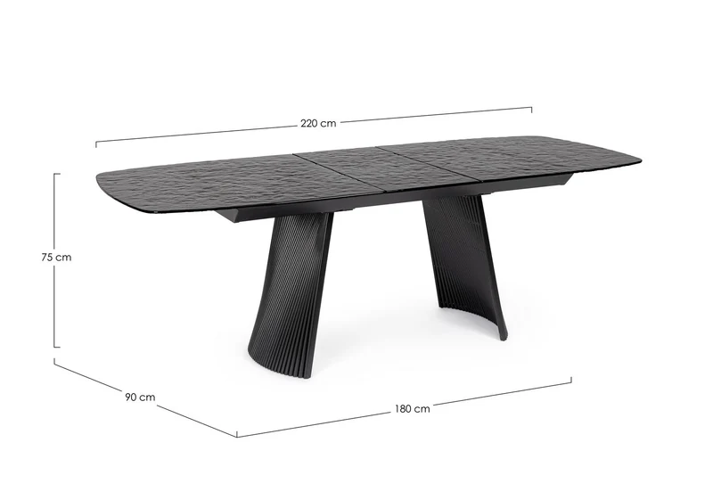 Tavolo allungabile in vetro effetto bocciardato 180-220x90 cm