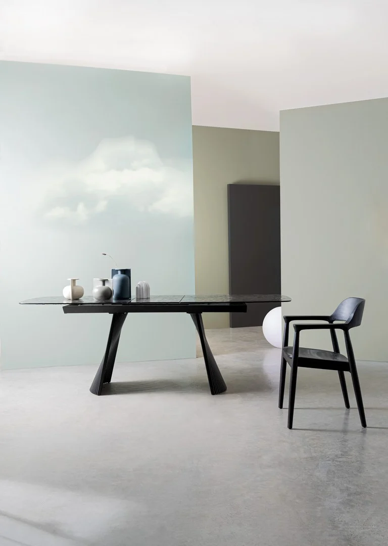 Tavolo allungabile in vetro effetto bocciardato 180-220x90 cm