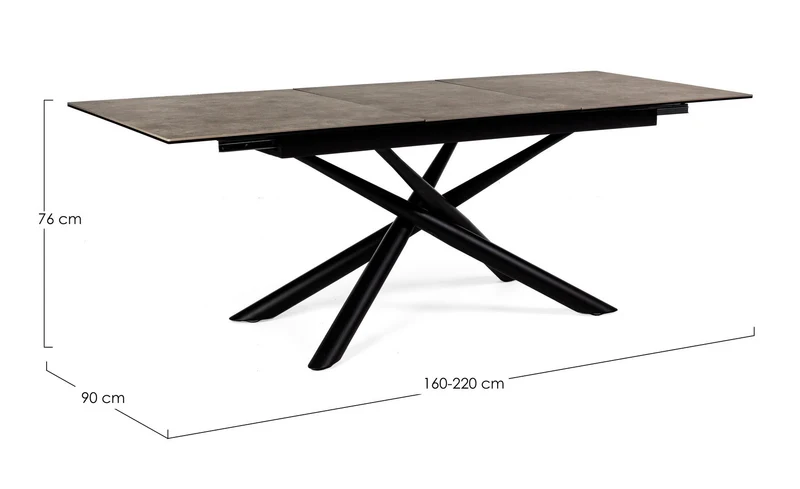 Tavolo allungabile in ceramica su vetro temperato 160-220x90 cm
