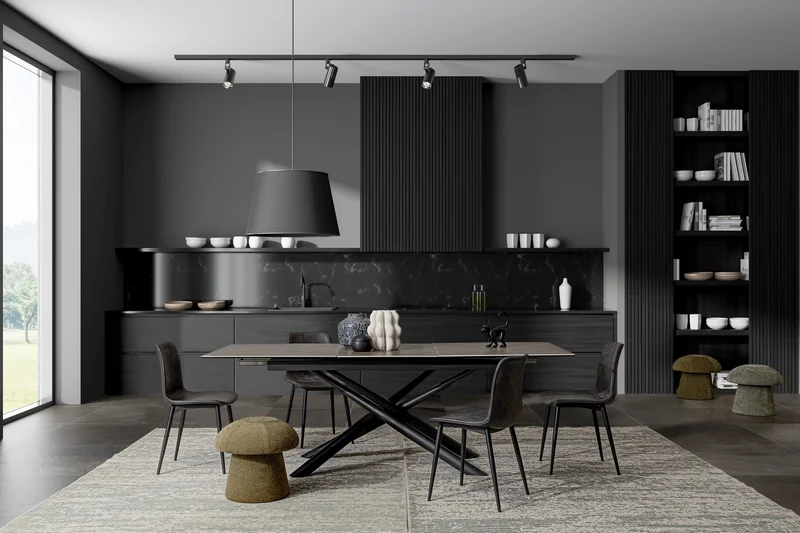 Tavolo allungabile in ceramica su vetro temperato 160-220x90 cm