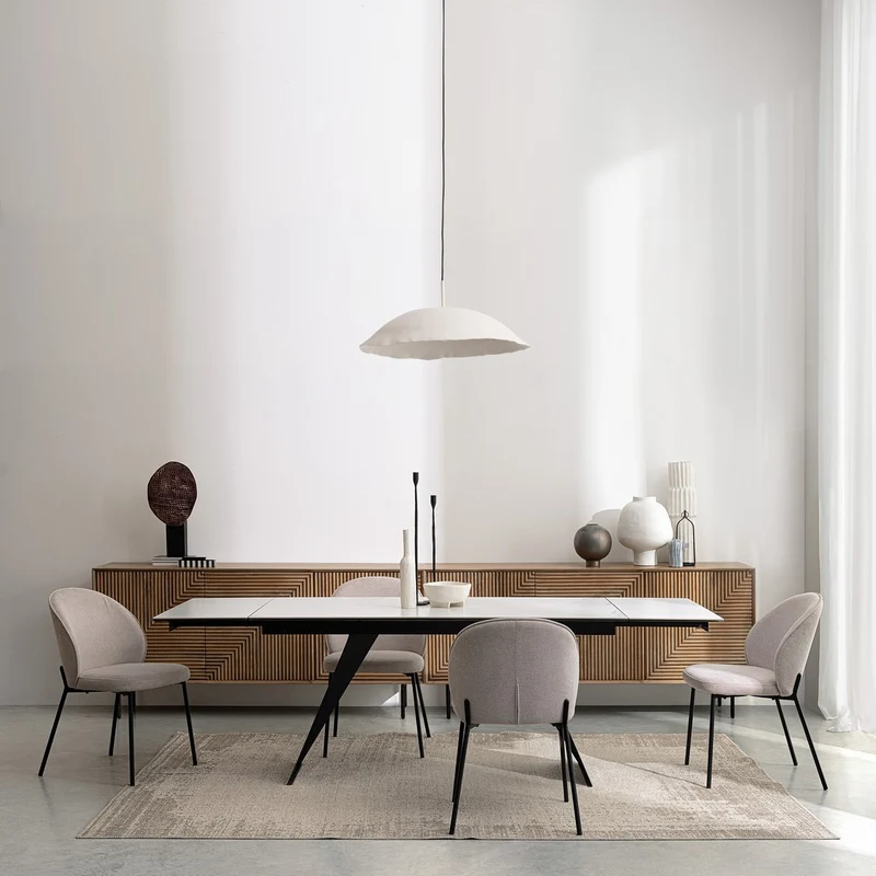 Tavolo allungabile in ceramica su vetro temperato 160-240x90 cm