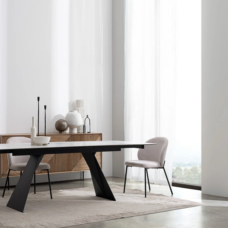 Tavolo allungabile in ceramica su vetro temperato 160-240x90 cm