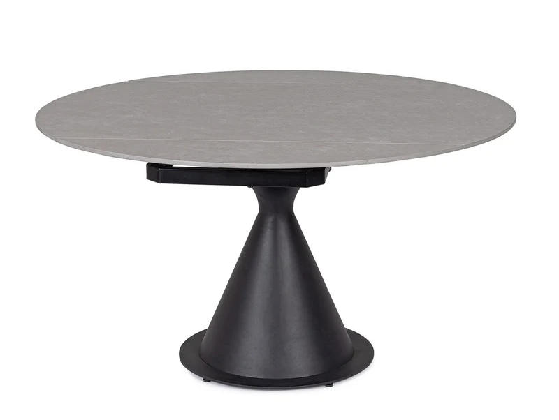 Tavolo rotondo allungabile in gres porcellanato effetto marmo 85-135 cm