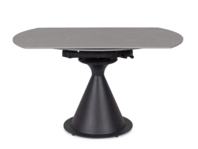 Tavolo rotondo allungabile in gres porcellanato effetto marmo 85-135 cm