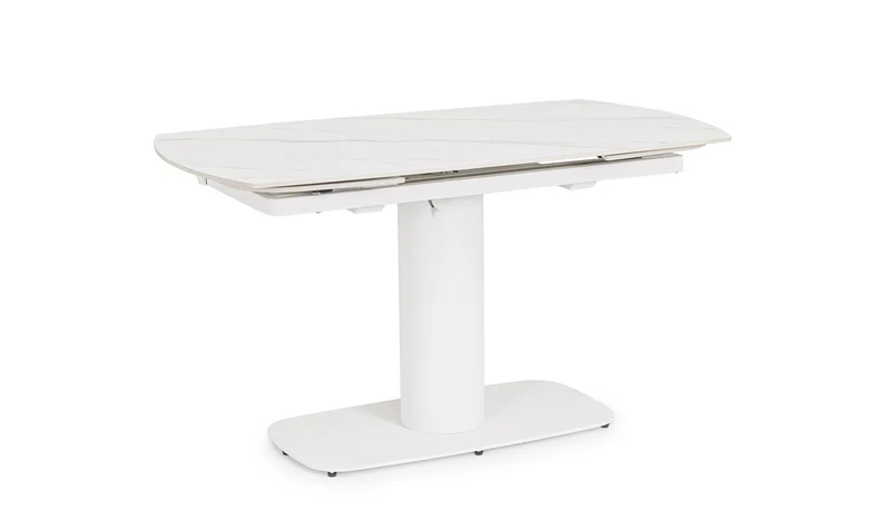 Tavolo allungabile in gres porcellanato effetto marmo 140-200x80 cm