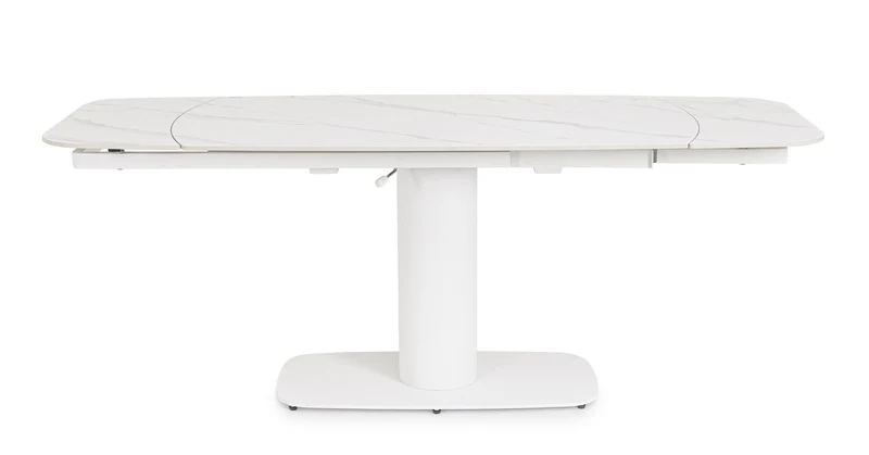 Tavolo allungabile in gres porcellanato effetto marmo 140-200x80 cm