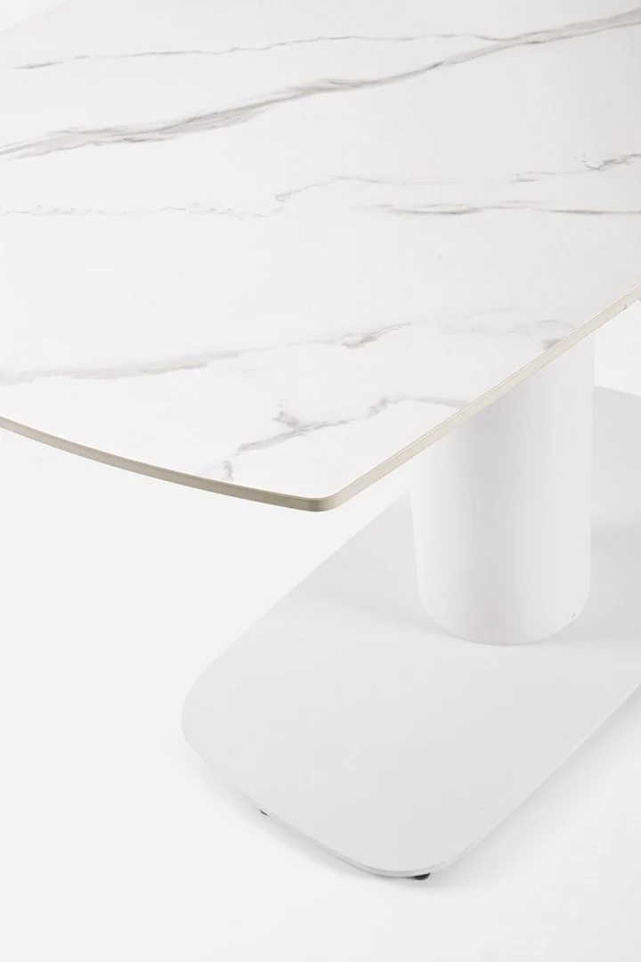 Tavolo allungabile in gres porcellanato effetto marmo 140-200x80 cm