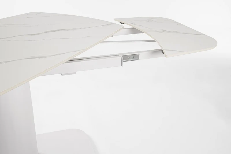 Tavolo allungabile in gres porcellanato effetto marmo 140-200x80 cm