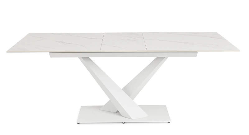 Tavolo allungabile in gres porcellanato effetto marmo 160-200x90 cm