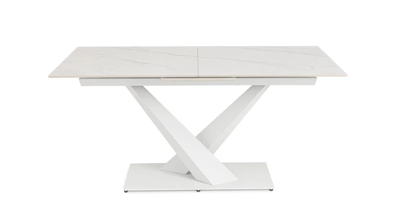Tavolo allungabile in gres porcellanato effetto marmo 160-200x90 cm