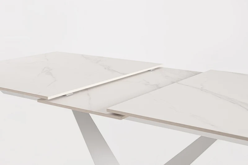 Tavolo allungabile in gres porcellanato effetto marmo 160-200x90 cm