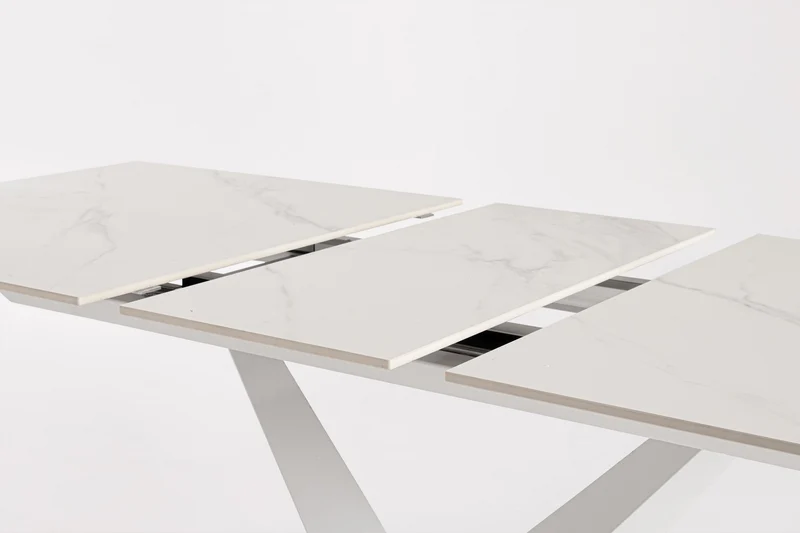 Tavolo allungabile in gres porcellanato effetto marmo 160-200x90 cm