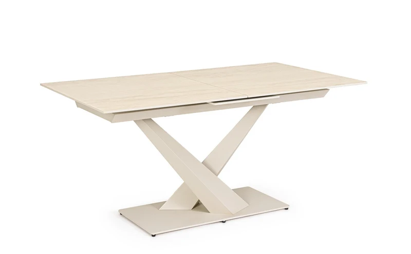 Tavolo allungabile in gres porcellanato effetto marmo 160-200x90 cm