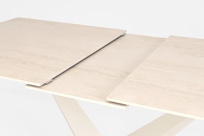 Tavolo allungabile in gres porcellanato effetto marmo 160-200x90 cm