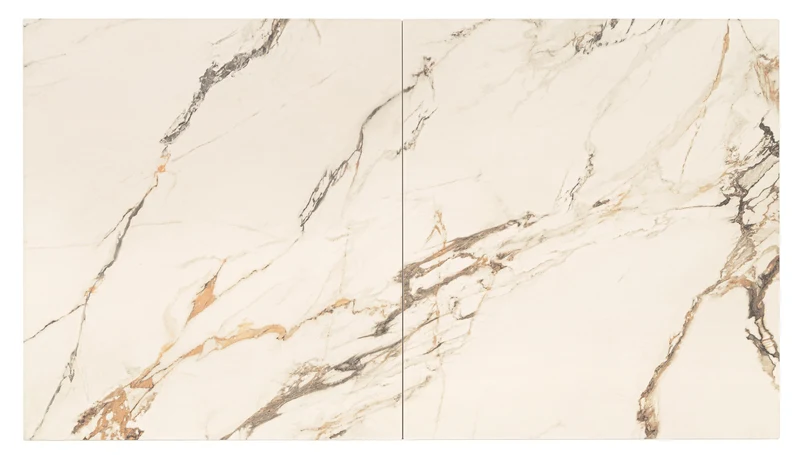 Tavolo allungabile in gres porcellanato effetto marmo 160-200x90 cm