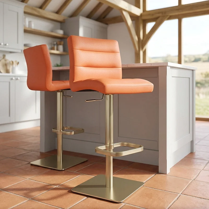 Sgabello Ecopelle Oro - Lush Arancione