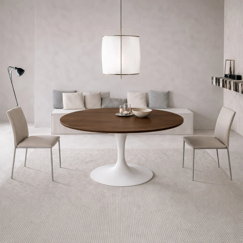 Extendable Round Tulip Dining Table Ø93/138–Ø107/152 cm - Laminate & Wood