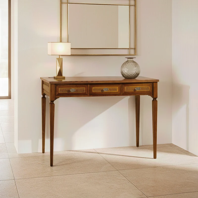 Consolle Classica Intarsiata con 3 Cassetti