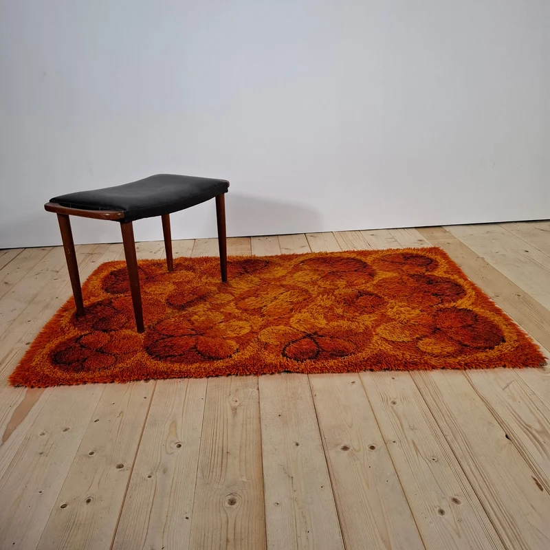Tappeto vintage anni ’70 in lana arancione