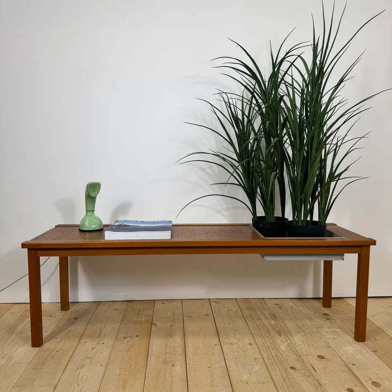 Tavolino da caffè scandinavo con portapiante in teak, 1960