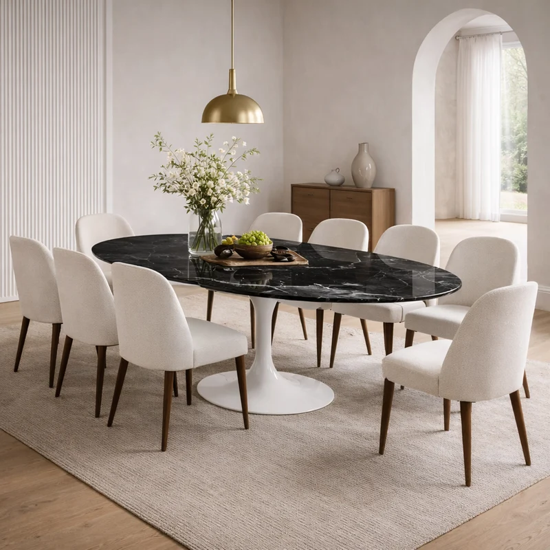 Oval Tulip Executive Table 260–320 cm - Ceramic Top