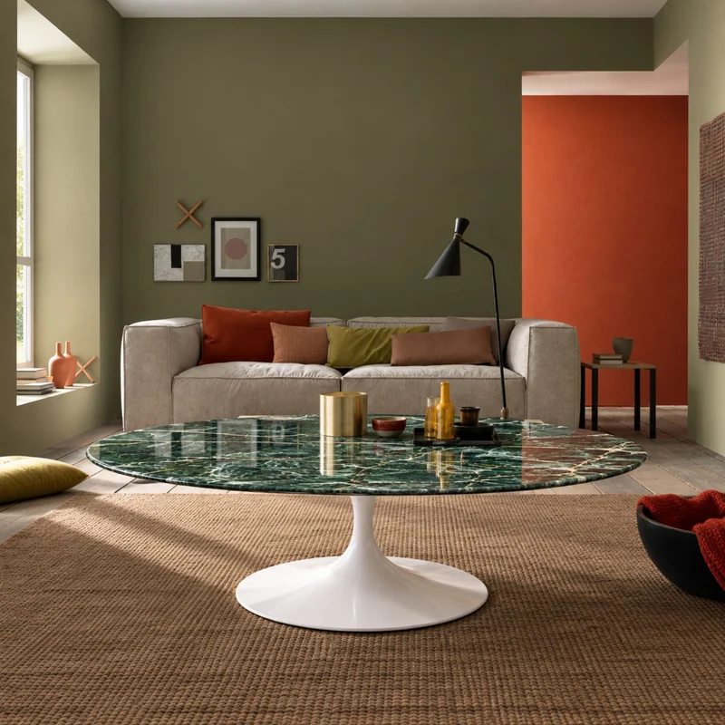 Oval Tulip Coffee Table ,105–180 cm – H41 cm – Marble Top