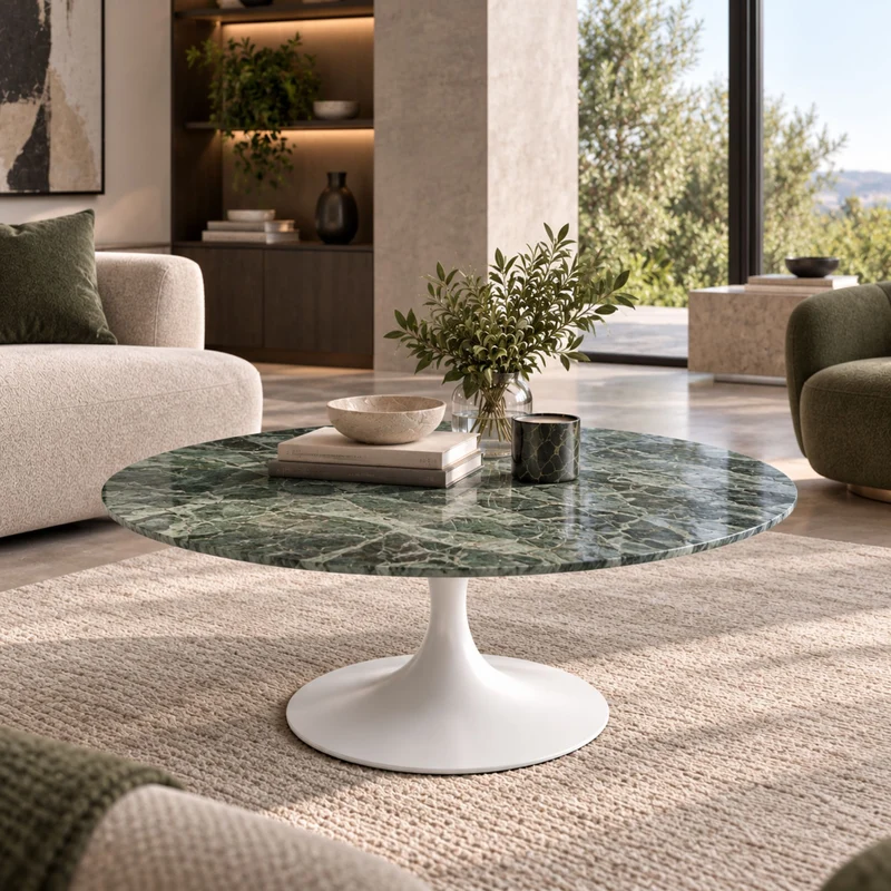 Round Tulip Coffee Table,H41 cm – Ø60–Ø90 cm – Marble Top