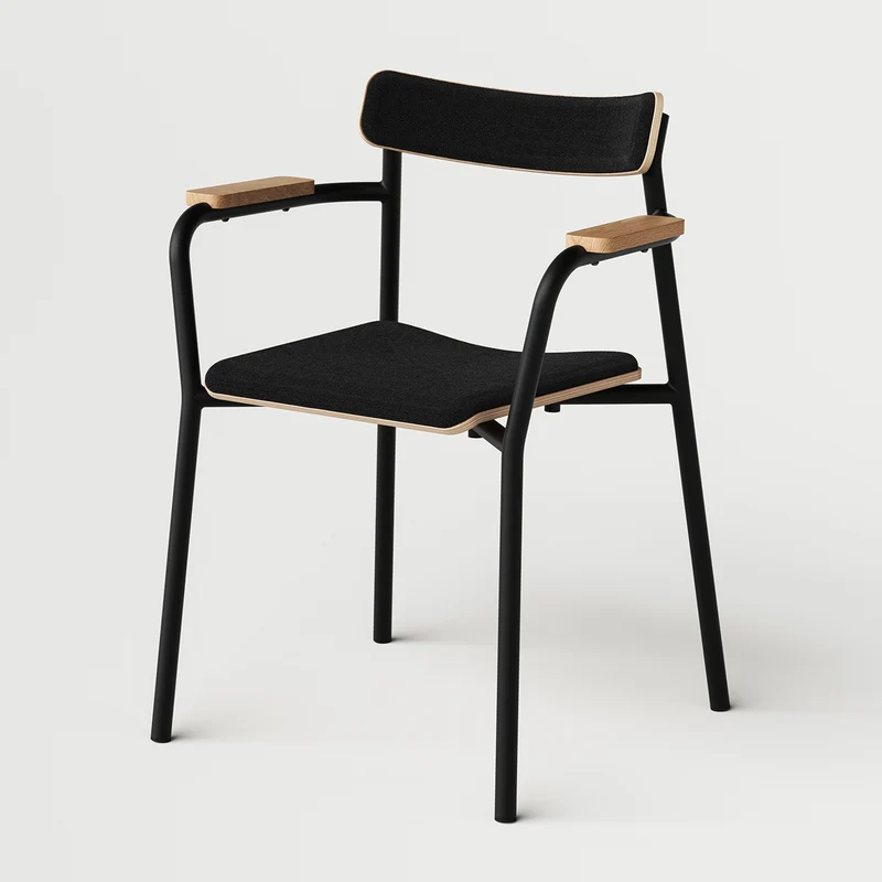Chaise ETUDE avec accoudoirs - tissu recyclé