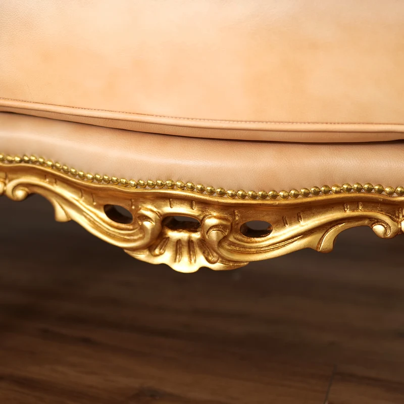 Divano 3 posti Barocco Caterina - Foglia Oro, Pelle Primo Fiore Premium – Artigianato Italiano di Lusso (Copia)