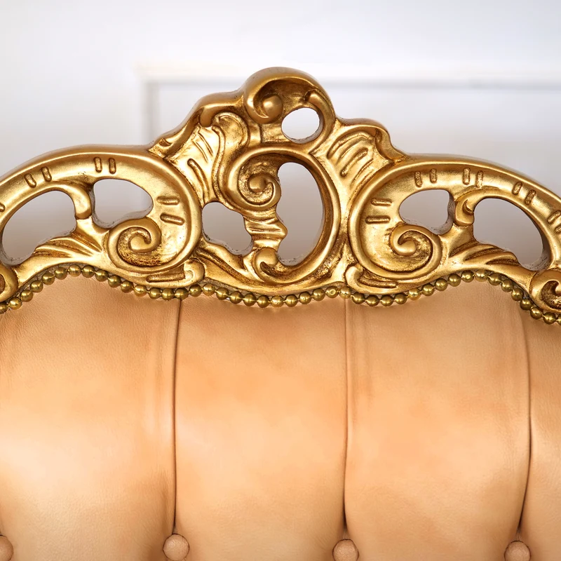 Divano 3 posti Barocco Caterina - Foglia Oro, Pelle Primo Fiore Premium – Artigianato Italiano di Lusso (Copia)
