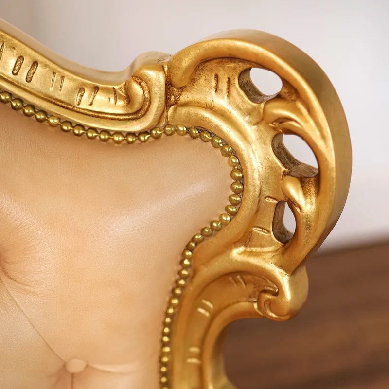 Divano 3 posti Barocco Caterina - Foglia Oro, Pelle Primo Fiore Premium – Artigianato Italiano di Lusso (Copia)