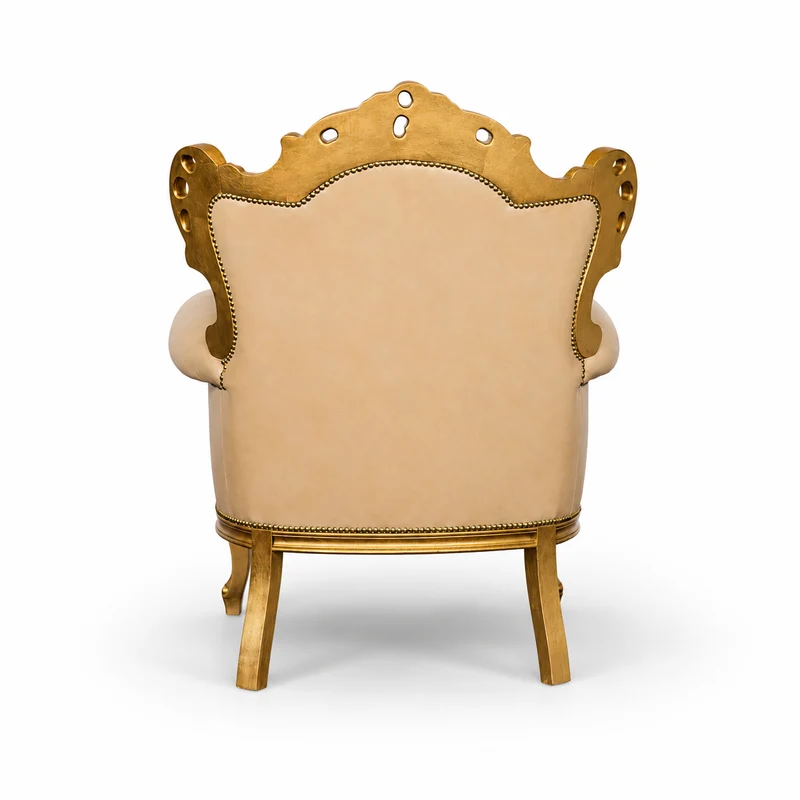 Poltrona Barocca Caterina - Foglia Oro, Pelle Primo Fiore Premium – Artigianato Italiano di Lusso