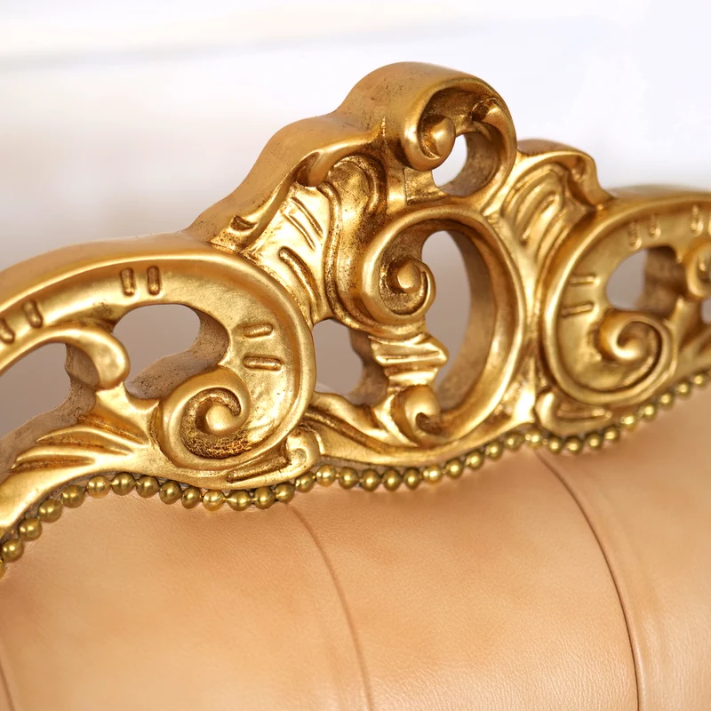 Poltrona Barocca Caterina - Foglia Oro, Pelle Primo Fiore Premium – Artigianato Italiano di Lusso