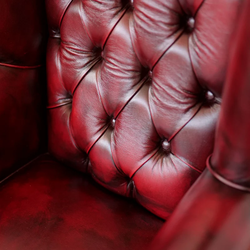 Poltrona Presidenziale Oxford Chesterfield Deluxe Pelle Primo Fiore Premium - Base in Legno