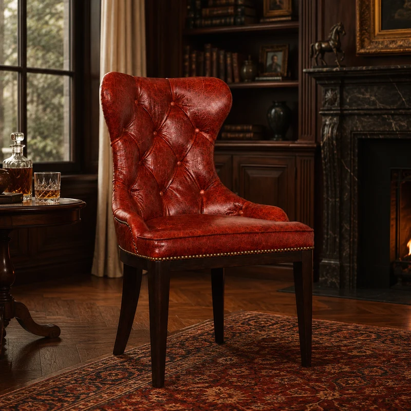Sedia Cosmo in Pelle Primo Fiore Premium - Struttura Legno Massello - Design Iconico