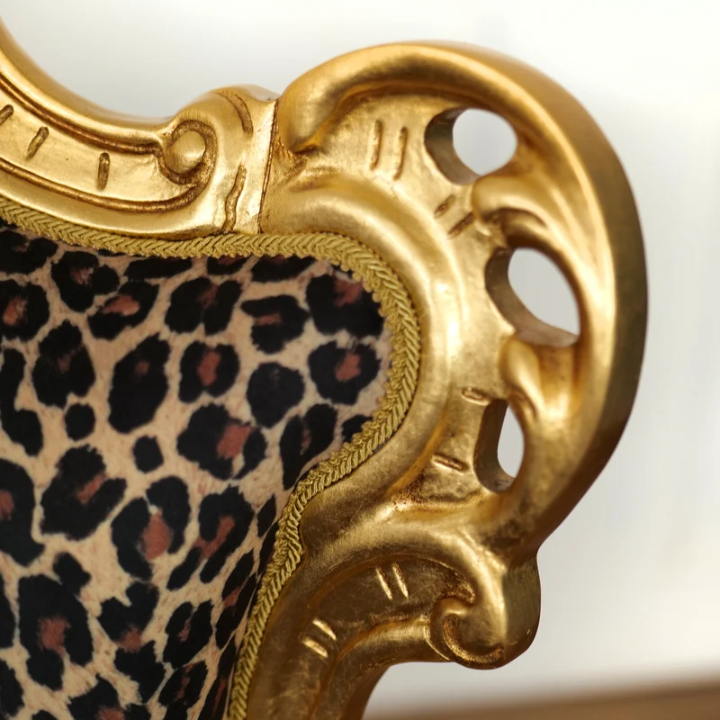 Poltrona Barocca Caterina - Foglia Oro, Tessuto e Velluto – Artigianato Italiano di Lusso