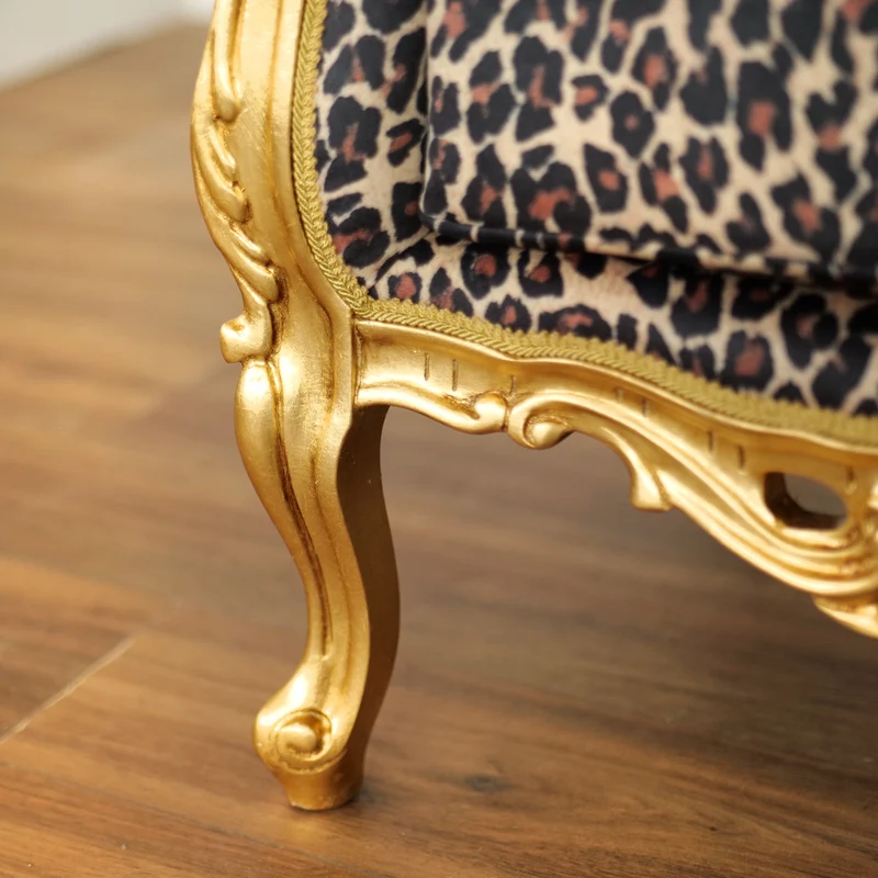 Poltrona Barocca Caterina - Foglia Oro, Tessuto e Velluto – Artigianato Italiano di Lusso