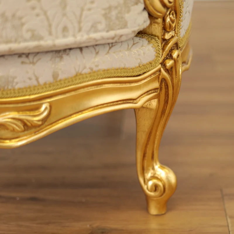 Poltrona Barocca Aurelia - Foglia Oro, Tessuto e Velluto – Artigianato Italiano di Lusso